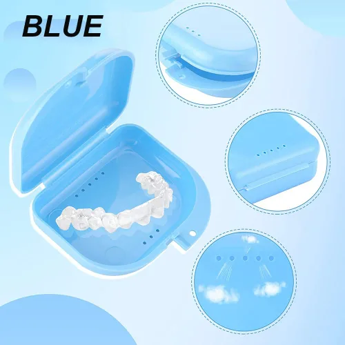 Vista 5 de AKOAK 2 fundas de almacenamiento de protección oral, funda de almacenamiento de dentaduras postizas, con orificio de ventilación, adecuada