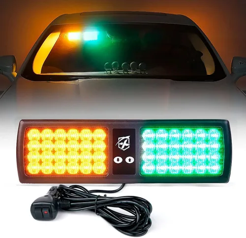 Vista 11 de Xprite - Luces estroboscópicas Amber de 48 LED para visor, luces interiores de parabrisas y protector solar, luces de advertencia de peligro