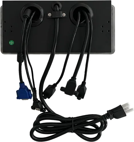 Vista 6 de Table Pop Up Power Date Center Caja de conexión para conferencias, color negro 2 tomacorrientes, 2 redes, HDMI, VGA, para espacios de trabajo