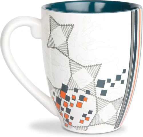 Vista 3 de Pavilion - Husband - Taza de café verde azulado y naranja de 20 onzas