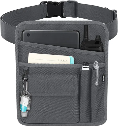 Vista 11 de Likesing Delantal de servidor, delantal de servicio con bolsillos para camarera, bolsa de herramientas de cintura para camarero con cinturón Negro-5