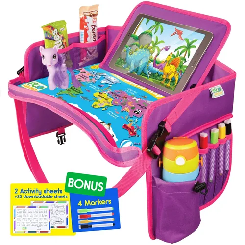 Vista 13 de ECOFANTASY Bandeja de viaje para asiento de automóvil para niños, mesa de Avión