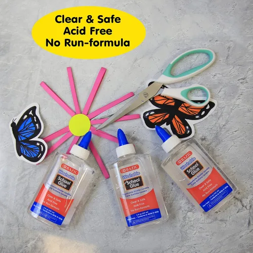 Vista 6 de BAZIC Products pegamento escolar lavable transparente de 5 oz. (147 mL), pegamento líquido transparente adhesivo, para hacer arte de baba