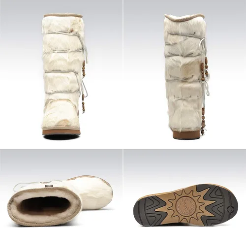 Vista 3 de AU&MU Aumu - Botas de piel de oveja para mujer, cómodas, de piel de oveja