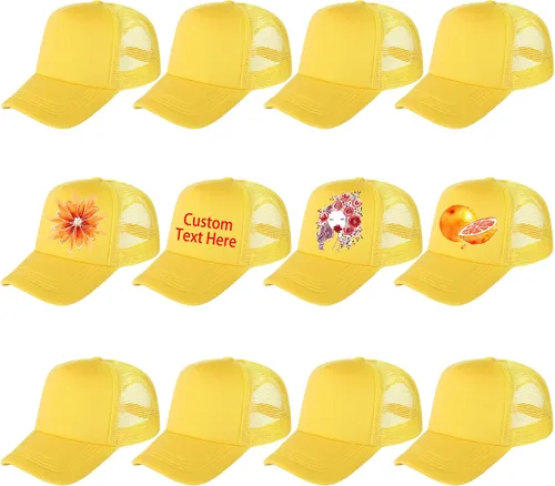 Vista 11 de Ultrafun Paquete de 12 sombreros de camionero de verano de malla sublimación en blanco, gorras de béisbol ajustables para hombres y mujeres