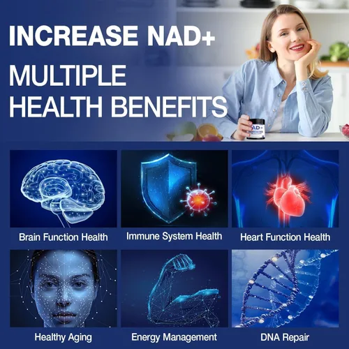 Vista 4 de Suplemento NAD+ - NAD Ribósido de Nicotinamida Resveratrol Suplemento NAD 1000mg Orgánico Puro para Mujeres y Hombres Anti-Edad, Energía, Enfoque