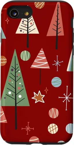 Vista 13 de Funda decorativa para iPhone 14 Retro de mediados de siglo para árbol de Navidad