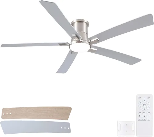 Vista 25 de Ventiladores de techo de 42 pulgadas con luces y control remoto, ventilador de techo negro de montaje empotrado para dormitorio, sala de estar