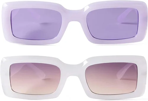 Vista 2 de Vintage Rectangle Sunglasses for Women Men Chunky Frame Square Glasses Retro 90s Nude Sunglasses