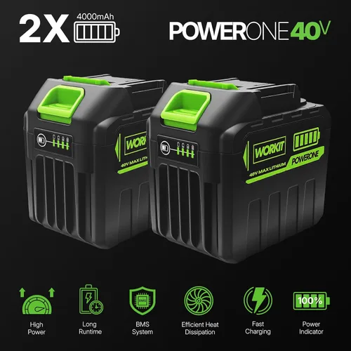 Vista 3 de WORKIT Motosierra eléctrica de 16 pulgadas, motosierra sin escobillas de 40 V inalámbrica con 2 baterías de 4.0 Ah, tensión de cadena sin