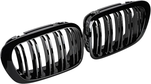 Vista 7 de Parrilla frontal superior brillante negra para riñón compatible con 1999-2002 E46 2 puertas Coupe Cabriolet 2DR