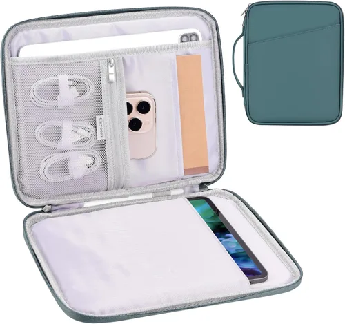 Vista 17 de Funda acolchada para tablet de 8 a 9 pulgadas, bolsa de viaje acolchada para Galaxy Tab A9 8.7/Tab A 8.4/Fire HD 8, estilo cartera con bolsillo