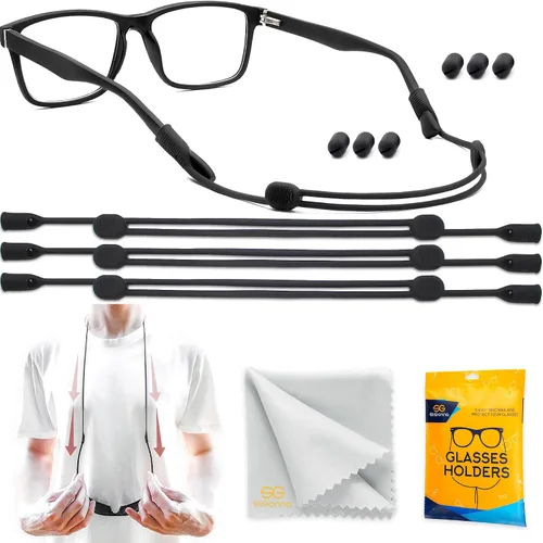 Vista 7 de SIGONNA Correa de gafas de sol con cable para hombre, cordón de cristal para mujer, 2 cordones