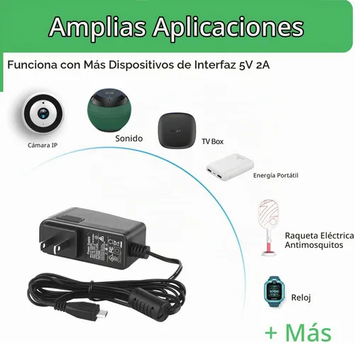 Vista 3 de Adaptador de fuente de alimentación micro USB de 5V 2A para el cuidado