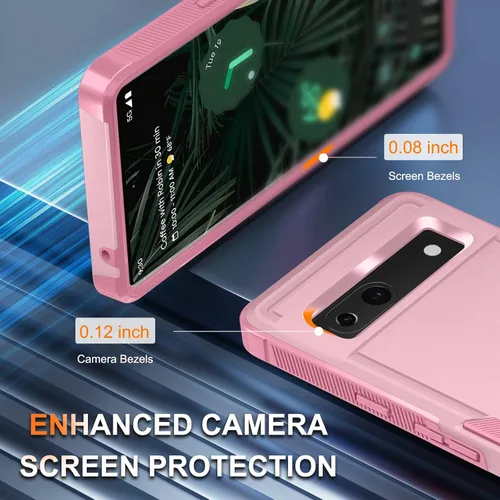 Vista 9 de Funda para Google Pixel 7A, Funda Protectora de Teléfono de Cuerpo Completo Resistente de Trabajo Pesado Robusta a Prueba de Golpes con Correa