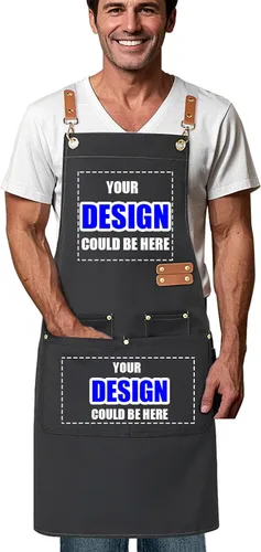 Vista 18 de BeautyWill Delantal personalizado personalizado para hombres y mujeres, delantal de cocina personalizado con bolsillos, nombre, texto, logotipo
