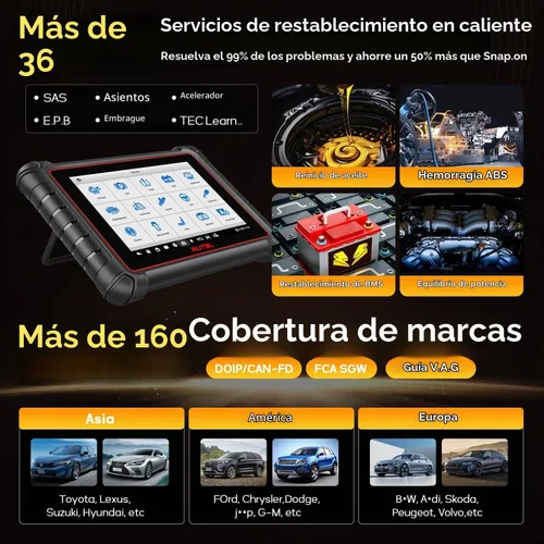 Vista 7 de Autel MaxiSYS MS906 PRO2-TS OBD2 escáner TPMS completo herramienta de diagnóstico de codificación full vehicle systems 36+ service functions Auto