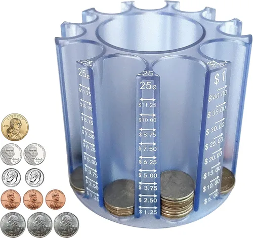 Vista 9 de Byteen8 Contador de Monedas Clasificador de Cambio｜Soporte para Bolígrafos y Lápices como Organizador de Escritorio｜Alcancía para Adultos