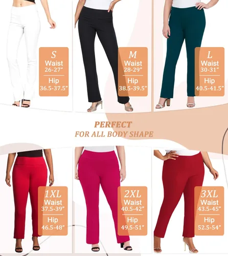Vista 5 de Hybrid & Company - Pantalones de oficina Millennium ajustados con corte para bota para mujer 10768-negroblanco