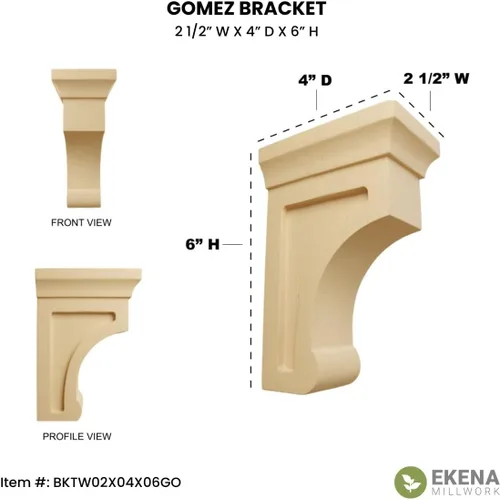 Vista 5 de Ekena Millwork Gomez - Soporte de madera, BKTW02X04X06GOAL Alder