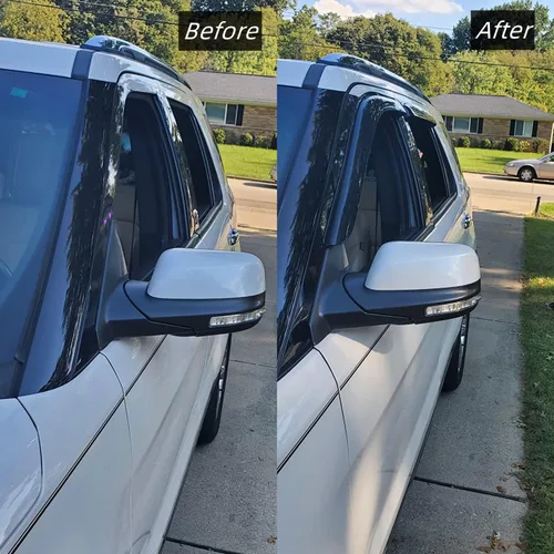 Vista 8 de Deflector de viento para ventana lateral a prueba de sol e impermeable, juego de 4 piezas de protectores de lluvia de repuesto, visera de ventana
