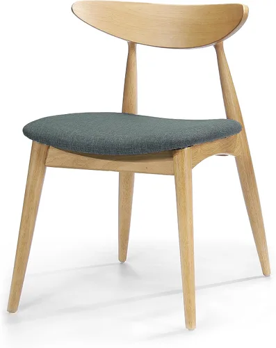 Vista 5 de GDFStudio Christopher Knight Home Barron - Sillas de comedor de tela con acabado de roble, juego de 2 piezas, gris y roble