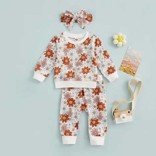 Vista 5 de Engofs Conjunto de ropa de 3 piezas para bebé recién nacida para otoño e invierno