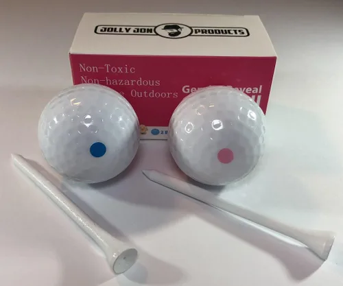 Vista 6 de Pelotas de golf para fiesta de revelación de género, 1 bola rosa rellena de polvo y 1 bola azul, sorpresa para bebé niño o niña, juego de golf