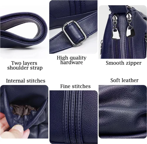 Vista 5 de Bolso bandolera de piel sintética suave para mujer, bolso cruzado con múltiples bolsillos, bolso cruzado mediano espacioso a la moda con asa superior