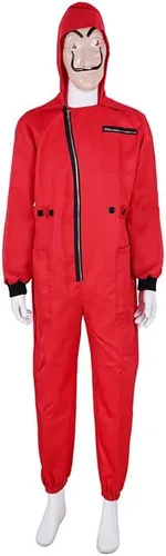 Vista 3 de Conjunto completo de disfraz de fiesta de Halloween unisex rojo