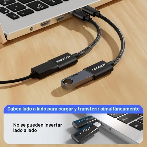 Vista 5 de Paquete de 2 adaptadores USB C a USB, cable USB C macho a USB