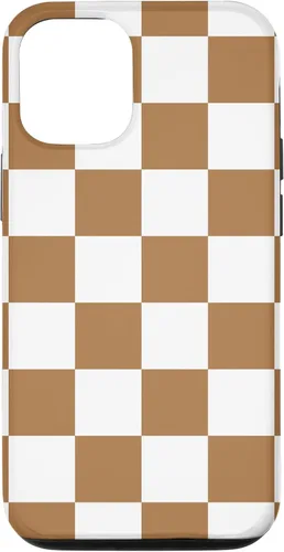 Vista 26 de iPhone 16 Checkered Checkerboard Indie Aesthetic Brown Coffee Beige Case