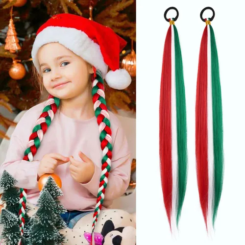 Vista 19 de Paquete de 2 extensiones de cola de caballo trenzada con lazo elástico, lacio, elegante envolvente, extensiones de cola de caballo de 26 pulgadas