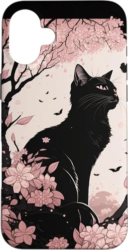 Vista 23 de Cute Pink Japanese Cherry Blossom Cat Aesthetic Case for iPhone 16