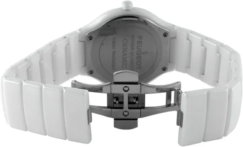 Vista 5 de Peugeot Swiss Reloj de cerámica para mujer con hebilla de acero inoxidable