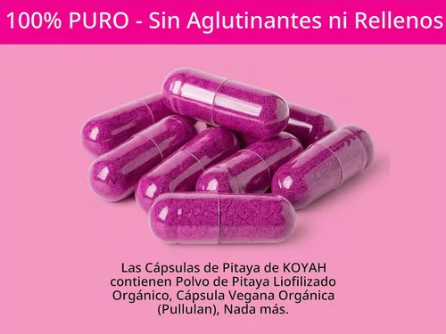 Vista 6 de KOYAH - Cápsulas orgánicas de fruta del dragón, liofilizadas: 60 cápsulas