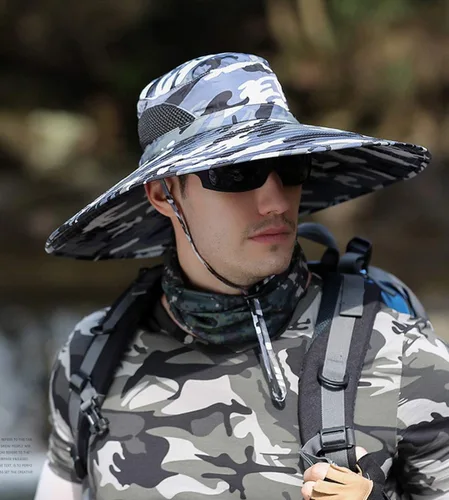 Vista 5 de HUAMULAN Sombreros de sol de ala súper ancha de 6 pulgadas, sombrero de pescador para hombres y mujeres, para pesca, senderismo, jardín, césped
