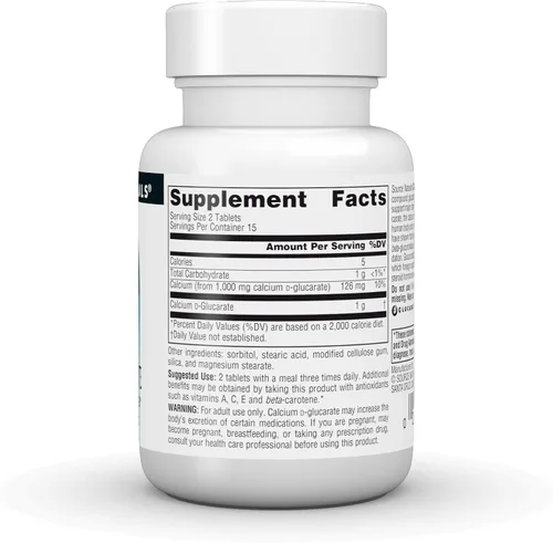Vista 3 de Source Naturals Calcio D-Glucarato 500mg Desintoxicante Celular - 30 Tabletas