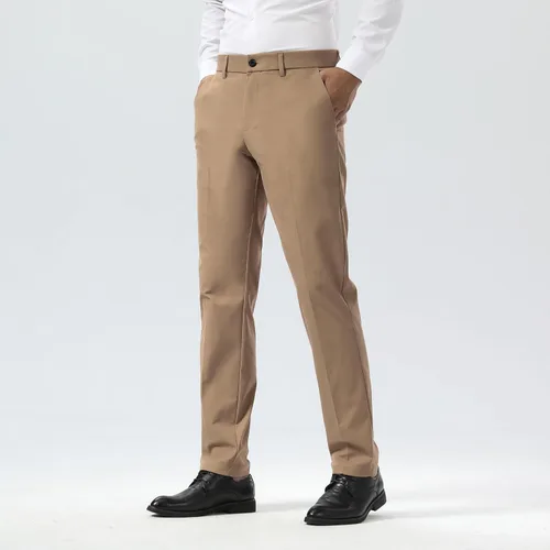 Vista 2 de Plaid&Plain Pantalones de vestir para hombre Slim Fit Stretch Khaki Pantalones sin arrugas