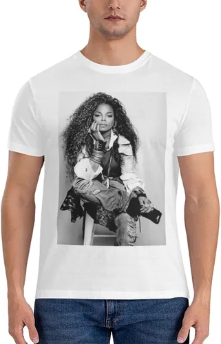 Vista 3 de Janet Music Jackson - Camiseta básica de manga corta para hombre, color negro