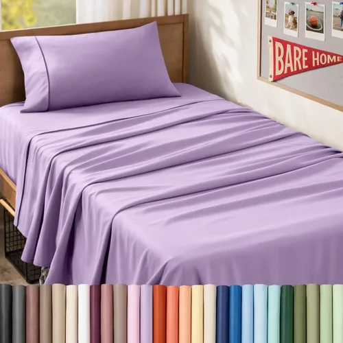 Vista 74 de Bare Home Juego de Sábanas Twin - Sábanas de Cama de Microfibra Ultra-Suave 1800 - Doble Cepillado - Bolsillos Profundos - Ajuste Fácil - Extra