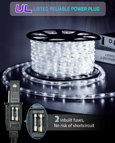 Vista 4 de Guirnalda de Luces para Exteriores Impermeables de Navidad 30.5m 720 LED, Luces de Tubo Conectables y Flexibles, Luces de Cadena de Iluminación