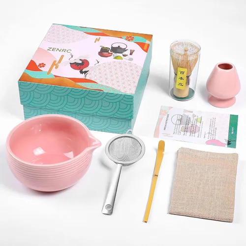 Vista 11 de ZENRC Kit de Ceremony Matcha – Batidor tradicional de bambú (Chasen) Scoop (Chashaku) Chawan Bowl con boquilla de vertido, soporte para batidor