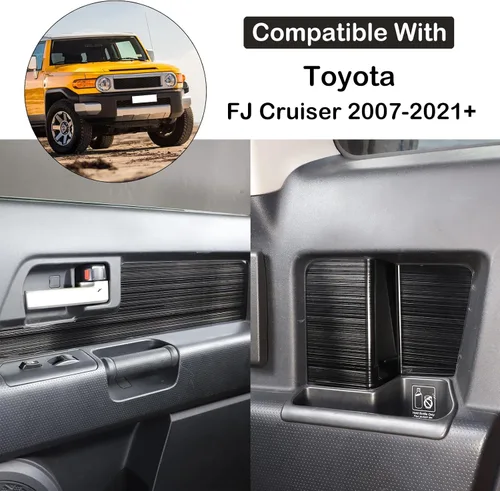 Vista 2 de Aunginsy Cubierta de moldura de panel de puerta interior de coche Compatible con Toyota FJ Cruiser 2007-2021 Protección de panel de manija de puerta