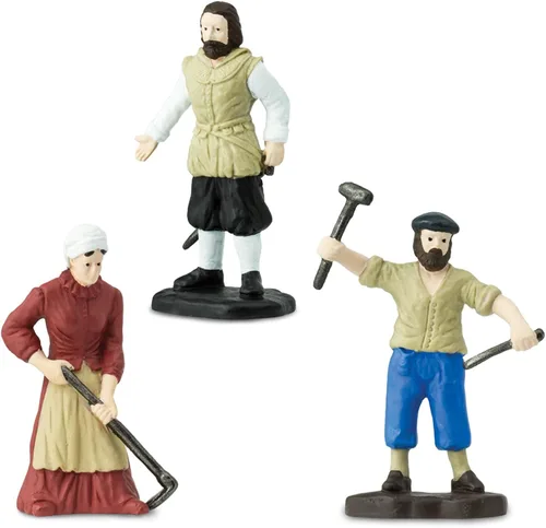 Vista 3 de Safari Ltd. Jamestown Settlers TOOB - 10 figuras: marinero, jardinero, herrero, colonos, John Smith, pollo, cerdo, cañón - Figuras de juguete