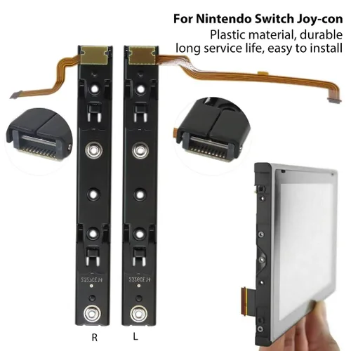 Vista 3 de BATEMEN W Right and Left Slide Rail with Flex Cable and Screws Kit Suitable for Nintendo Switch Console NS Controller Repair Tool