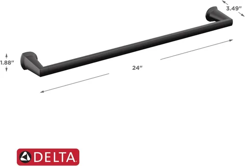 Vista 7 de Delta Galeon - Toallero de 24 pulgadas para baño, color negro mate, toallero de pared para baño, toallero de pared para montaje en pared, 77224-BL