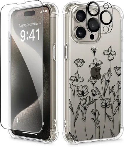 Vista 171 de GVIEWIN - Funda para iPhone 11 con protector de pantalla + protector de lente de cámara, cubierta protectora transparente suave de poliuretano