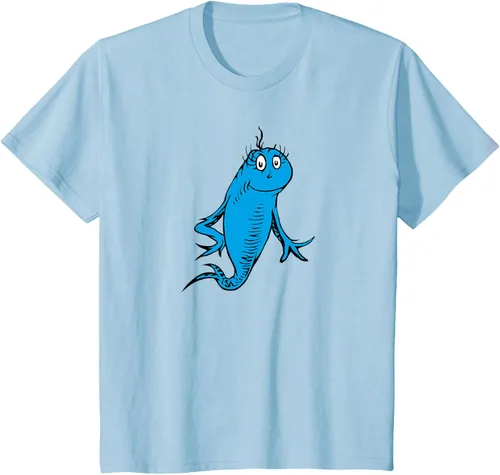 Vista 11 de Dr. Seuss Blue Fish Character - Camiseta con licencia oficial Negro