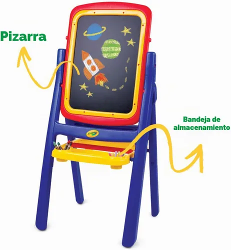 Vista 7 de Crayola Qwikflip Caballete para niños de 2 lados – Pizarra magnética giratoria de 360° y pizarra para tiza – Estación de arte 4 en 1 con rollo